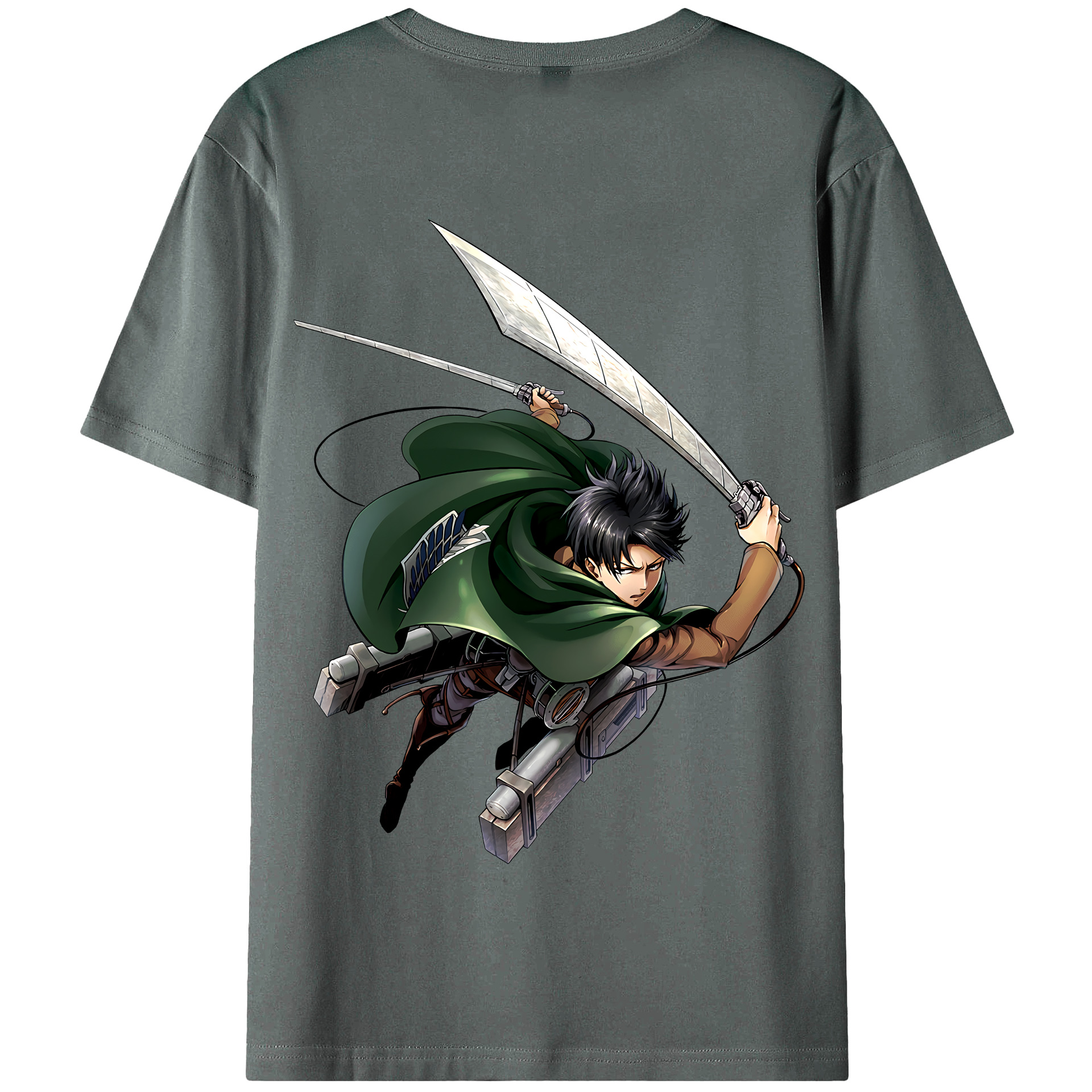 （画像用） 進撃の巨人 リヴァイ·アッカーマン Attack on Titan Levi Ackerman 綿100％半袖Tシャツ（背面プリント）